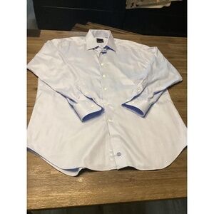 David Donahue 17 34/35 light blue Mens dress shirt 100% cotton